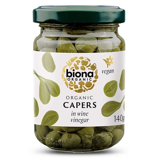 Biona Organic Capers In Wine Vinegar 140g