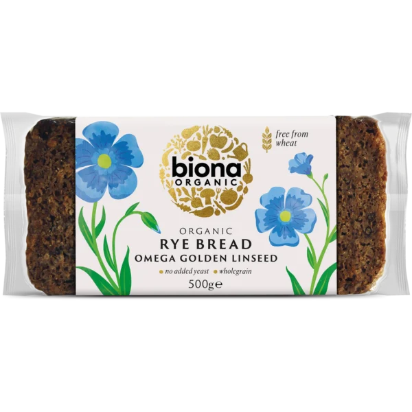 Biona Organic Rye Bread Omega Golden Linseed 500g