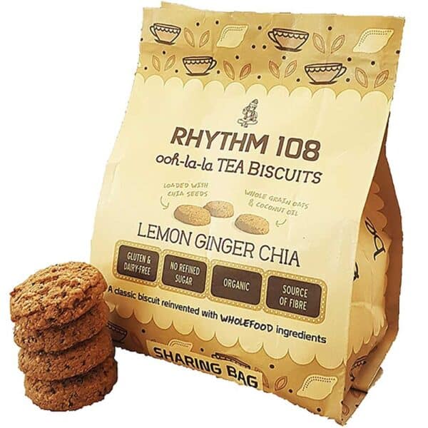 Rhythm 108 Organic Lemon Ginger & Chia Biscuits 135g