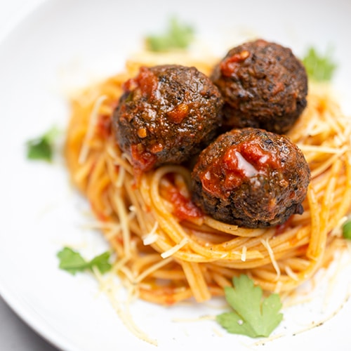 Spaghetti and Plant Based Meatballs